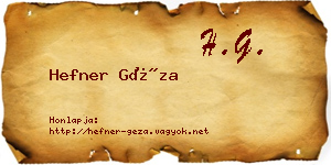 Hefner Géza névjegykártya